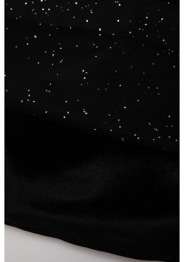 DeFacto Kız Bebek Puantiye Uzun Kollu Kadife Elbise B3476A524WNBK27 Siyah