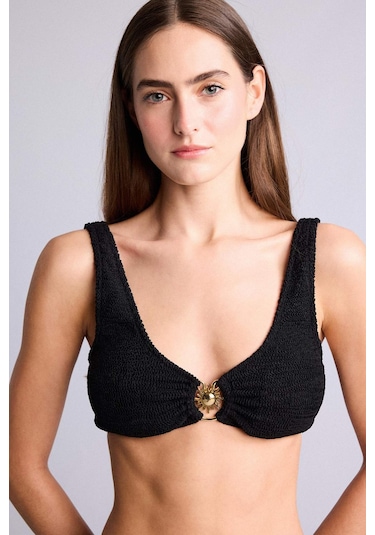 Defacto Regular Fıt Kırışık Dokulu Siyah Bikini Üstü E0206ax26smbk81 Siyah-bk81