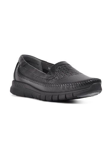 Forelli 29413 Eterna-G Siyah Kadın Comfort Deri Ayakkabı Siyah