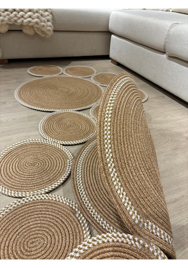 Mavaux Siyah Snake Hasır Jüt Bej Yolluk Halı Kilim Krem - Bej