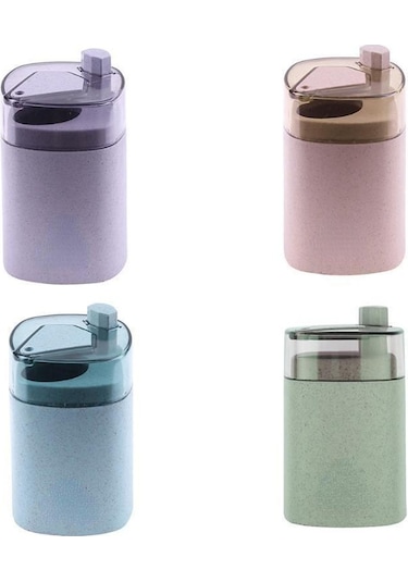 Mor Otomatik Kürdan Tutucu Konteyner Buğday Samanı Ev Masa Kürdan Saklama Kutusu