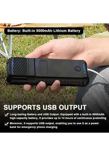 Springsun Taşınabilir Sivrisinek Kovucu - Çift Taraflı Isıtma, 5000mah Pil Ve Su Geçirmez Tasarım 110 Karakter Ordu Yeşili