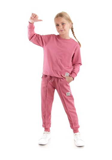 Ahengim Kız Çocuk Back To School Pamuklu Trend Eşofman Takımı Ak2529 Gül Kurusu