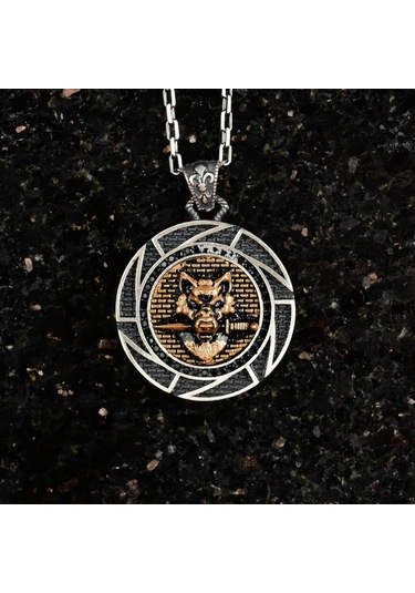 Erkekler İçin 925 Ayar Gümüş Kolye - Hayvan Temalı, Gotik Temalı Takı Kurt Gümüş