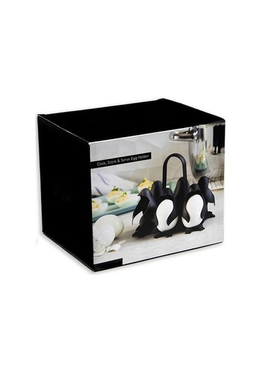 Xindoker Siyah Pinguin Şekilli Mutfak Çok İşlevli Yumurta Kaynatıcı Ve Depolama Rafı - Abs Malzeme, Isıya Dayanıklı, 6 Yumurta Kapasitesi Siyah