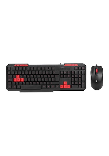 Usb Kablolu Klavye - Mouse Set Kırmızı Tuşlu Q Klavye 1600dpı Mouse 5570