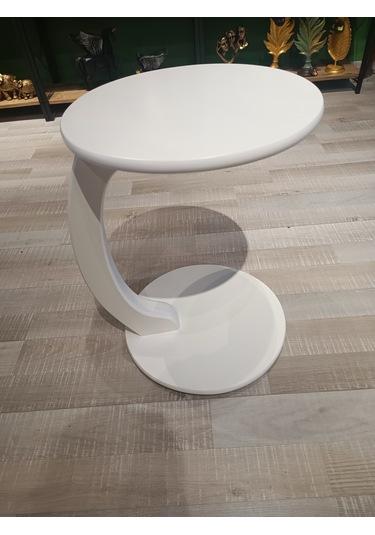 Mercan Mobilya Tekerlekli C Sehpa Yan Sehpa Beyaz Yuk: 55 Çap:40 Beyaz