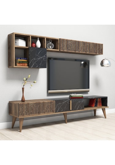 Variant Milan Tv Ünitesi - Ceviz / Siyah Mermer