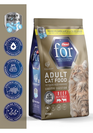 Postbiyotikli Dengeli Formül Biftekli Yetişkin Kedi Kuru Maması - 500 Gr