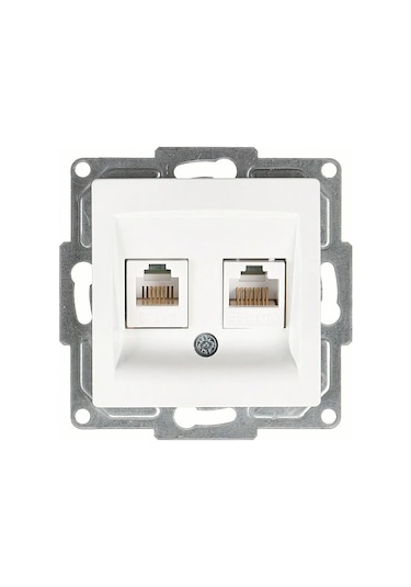 Visage Data + Nümeris Telefon Prizi Rj45 Cat5e + Cat3 , Beyaz Mekanizma + Tuşkapak