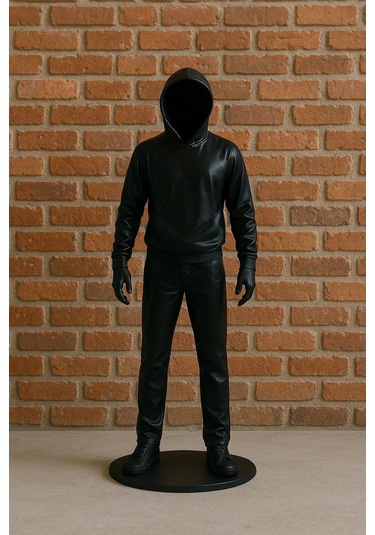 Cajuart Büyük Boy Siyah Holigan Kapüşonlu Gölge Adam Biblo Dekor 1 Adet