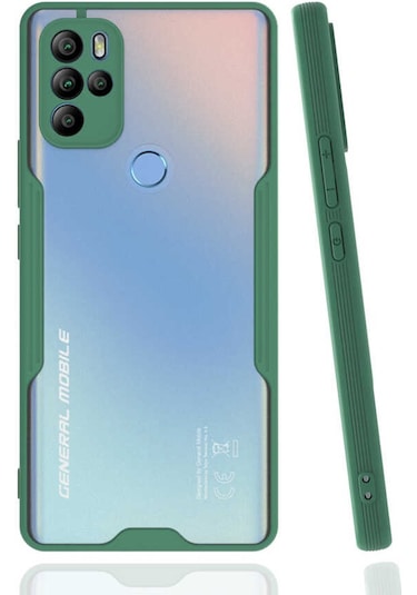 General Mobile 21 Pro Kılıf Zore Parfe Kenarları Pastel Renk Silikon Kılıf Koyu Yeşil