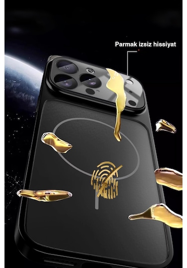 Apple iPhone Siyah 15 Pro 17 Pro Max Görünüme Çeviren Kamera Koruma Magsafe Kılıf