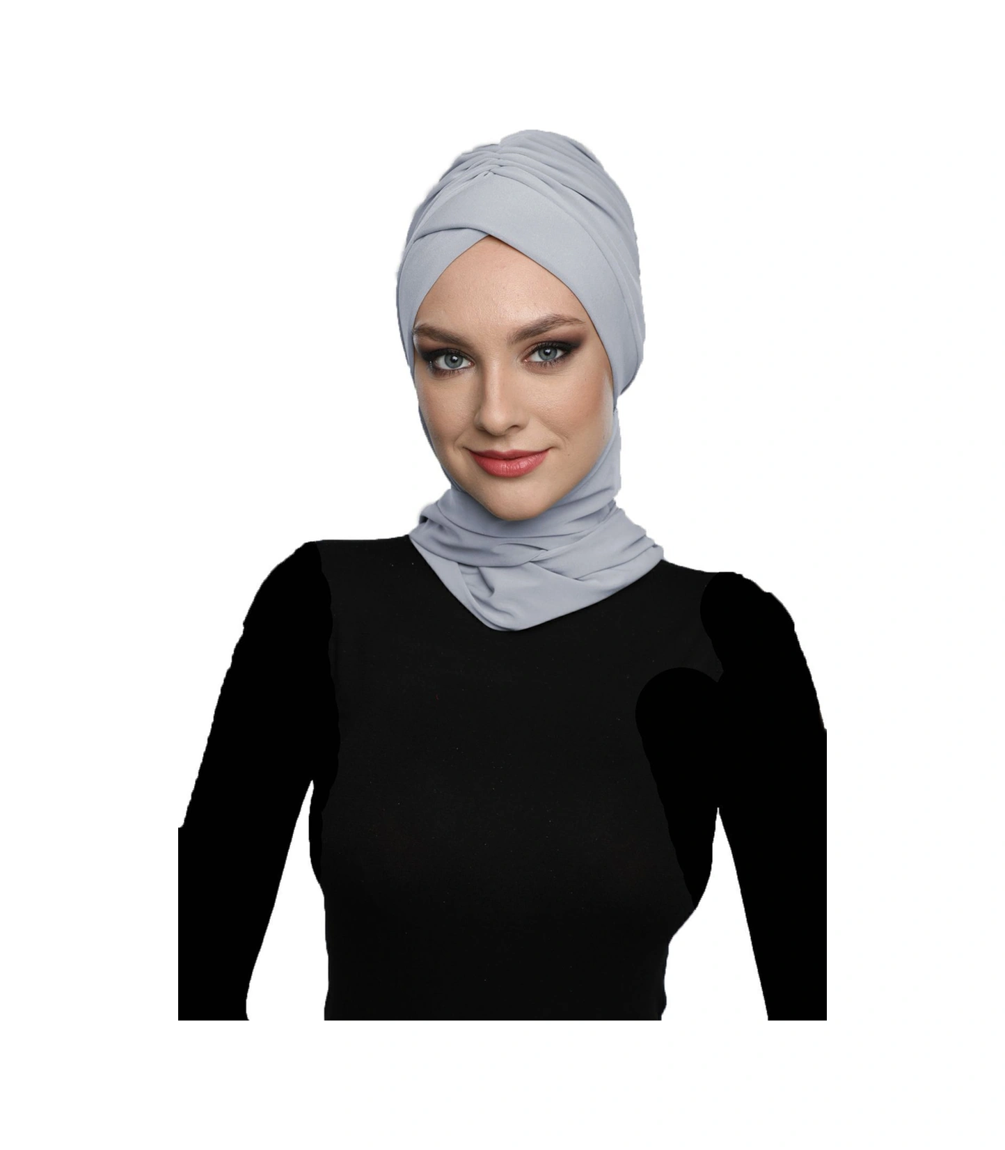 Kardelen Atkılı Astarlı Açık Gri Hazır Türban Tesettür Havuz Ve Dış Bone Açık Gri