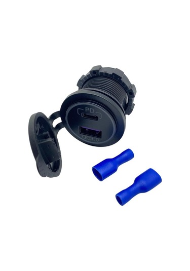 12v-24v Telefon Şarj Cihazı Usb+type-c 3 A Mavi Işık 28 Mm