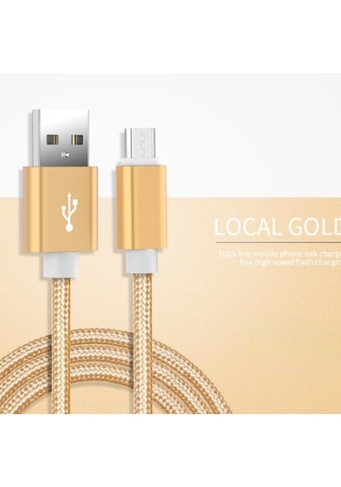 Jms Hızlı Şarj Mikro USB/ Tip-C Kablosu Mikro USB 0.25 M For İos Uyumlu Şarj Kablosu Altın