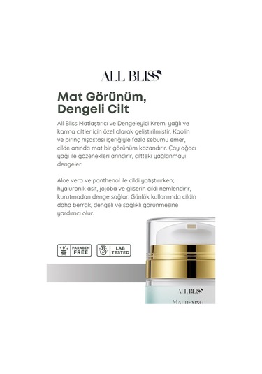 All Bliss Matlaştırıcı Yüz Kremi 50 Ml