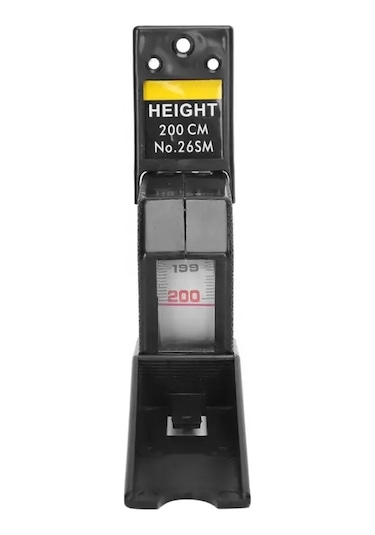 Siyah Ölçüm Cetveli 2 Metre Yükseklik Boy Ölçer Geri Çekilebilir Şerit Metre Cetvel Metal Ölçme Aracı Şerit Metre