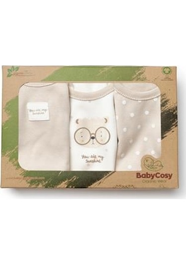 Ebek 3lü Askılı Badi Kutu Set %100 Organik Pamuk, Bebek Ve Yenidoğan Serisi -csy8119 Ekru-vizon Ekru - Vizon