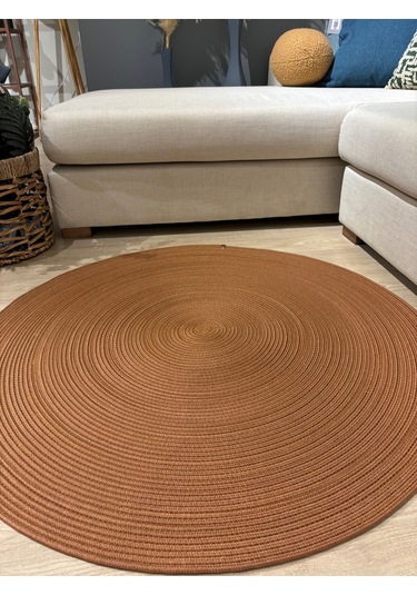 Jüt Yuvarlak Hasır Görünümlü Klasik Halı Kilim Natural