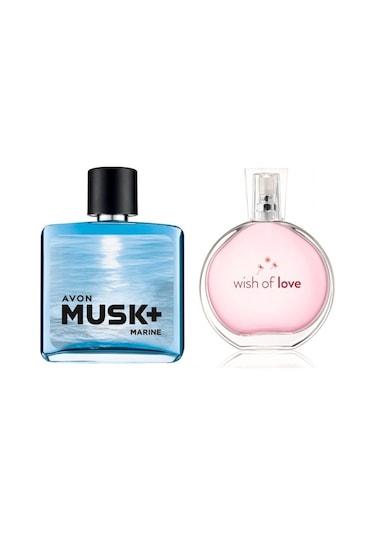 Avon Wish Of Love Kadın Parfüm EDT 50 ML + Musk Marine Erkek Parfüm EDT 75 ML