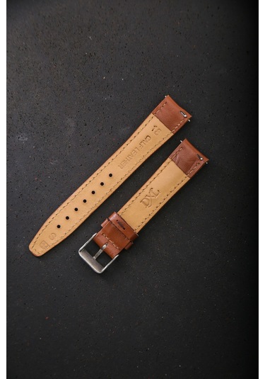 Hakiki Deri 18mm Akıllı Pimli Saat Kordonu Açık Kahverengi