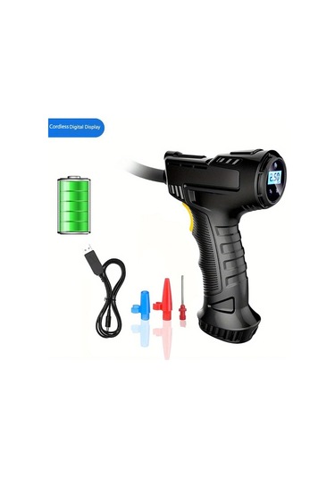 Xuweiwei 120w Siyah Kablosuz Şarj Edilebilir Lastik Şişirici Usb Taşınabilir Hava Kompresörü 150 Psı Dijital Göstergeli Abs 18650 Pil