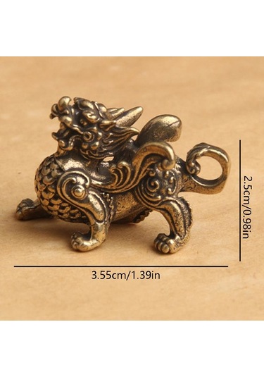 Jms Heykeli Heykelcik Zenginlik Pirinç Dekor Refah Çin Tarzı Süs Qilin Ejderha Şans Hayvan Fengshui Vintage