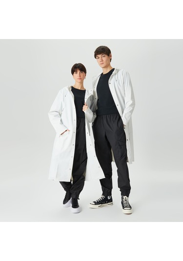 Rains Longer Unisex Beyaz Yağmurluk Düz 18360 Beyaz