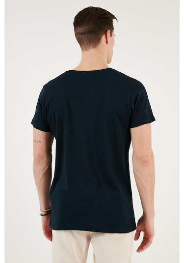 Buratti Bisiklet Yaka Pamuklu Slim Fit Erkek T Shirt 541Rework Lacivert