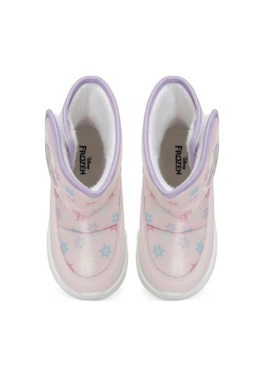 Frozen Teta Pembe Cırtlı Kürklü Kız Çocuk Kar Botu Pembe