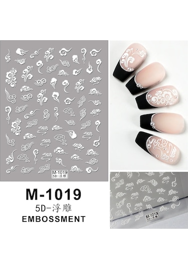 Nail Art Etiketler Çıkartmaları 5d Kabartmalı Kendinden Yapışkanlı Karikatür Çiçek Kelebek Yıldız Tırnak Çıkartmaları Koyu Gri