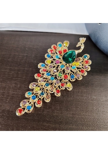 Mufunye Yeşil Yaprak Desenli Kadınlar İçin Şık Broş Aksesuarı Mavi