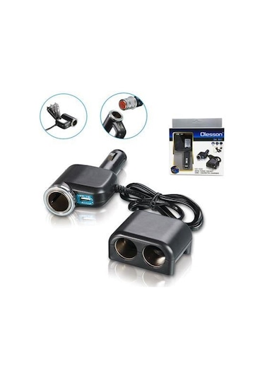 Ayt Olesson 1526 12-24v Çiftli Usbli 120w 80 Cm Kablolu Araç Oto Tır Çakmak Çoklayıcı Çakmaklık Çoğaltıcı