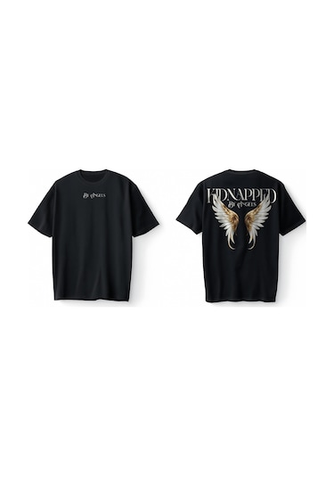 Bumeta Kidnapped By Angels Oversize Unisex Tişört T-shirt Siyah