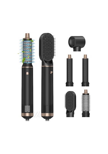 Tcherchi Çok İşlevli 5'i Bir Arada Gürültüsüz, Saç Kurutma Makinesi Saç Şekillendirici Seti Siyah
