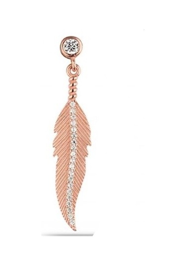 3 Cm Tüy Çivi Gümüş Küpe Tek - Beyaz Zirkon Taş Beyaz