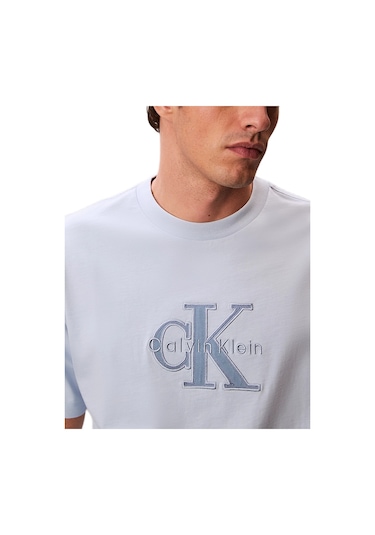 Calvin Klein Lv04rf819g Elevated Monologo Erkek Tişört Mavi