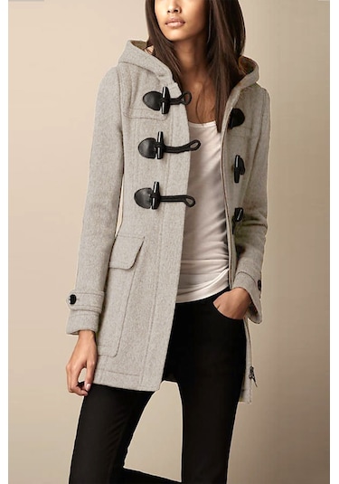 Günlük Kışlık Kaşe Kaşmir Kadın Kaban Füme