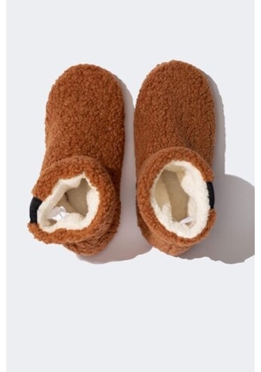 DeFacto Kadın Pelüş Düz Taban Ev Botu D4713AX24AUBN450 Kahve Kahverengi