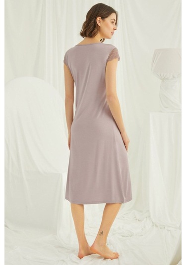 Monamise Kadın Vizon Kısa Kollu Gecelik 18436 Vizon