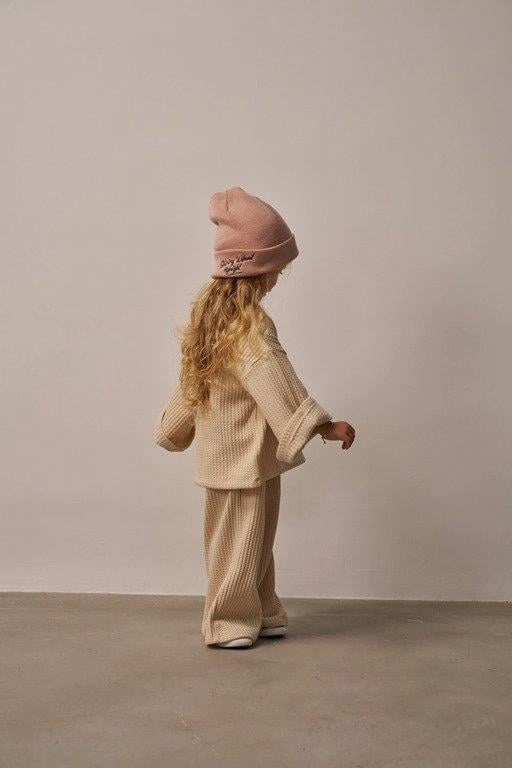 Bej Cookie Nakışlı Dökümlü Alt Üst Takım Bej