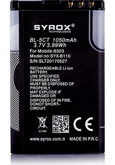 Syrox SYX-B110 Nokia BL-5CT 6303 Batarya Pil