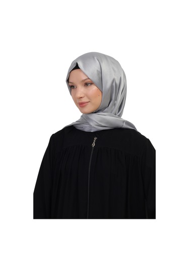 Çift Taraflı Düz Jakar Şal Parlak & Mat Dokulu, Özel Gün Şalı, Düz Renk Gri