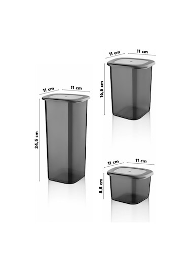 Nandy Home Etiketli Ekonomik Kırılmaz Saklama Kabı Seti Antrasit 24'lü 1.75 - 1.2 - 0.55 L Antrasit
