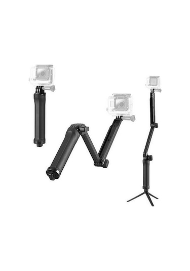 Teltree 3'ü 1 Arada Gopro Aksesuarı: Selfie Çubuğu, Kamera Tutucu Ve Tripod Seti, Su Geçirmez Ve Katlanabilir Tasarım