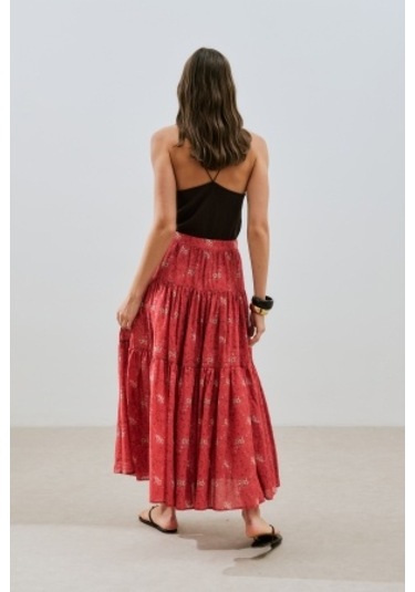 Desenli Pamuklu Katlı Etek Kyra Kyra