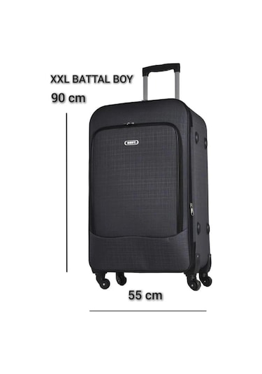 Xxl Battal Boy Dev Boy 90 Cm Körüklü Kumaş Valiz & Bavul Antrasit