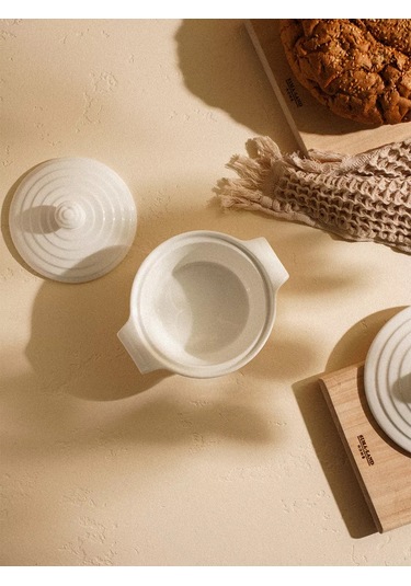 Sl Home 340 Ml Kapaklı Seramik Fırın Kabı 201313926 Beyaz