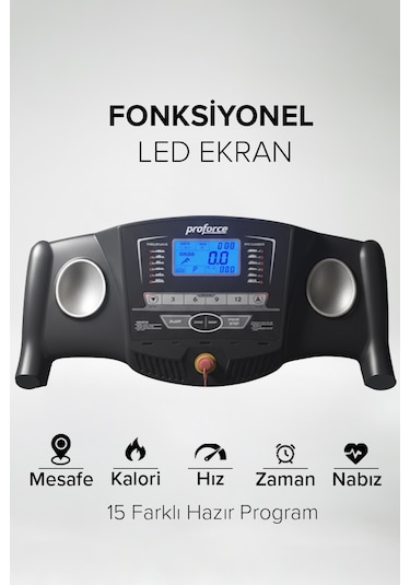 Proforce Pasifik Koşu Bandı - 2.50 Hp Katlanılabilir Kolay Kurulum Led Gösterge 0.8-14 Km/sa